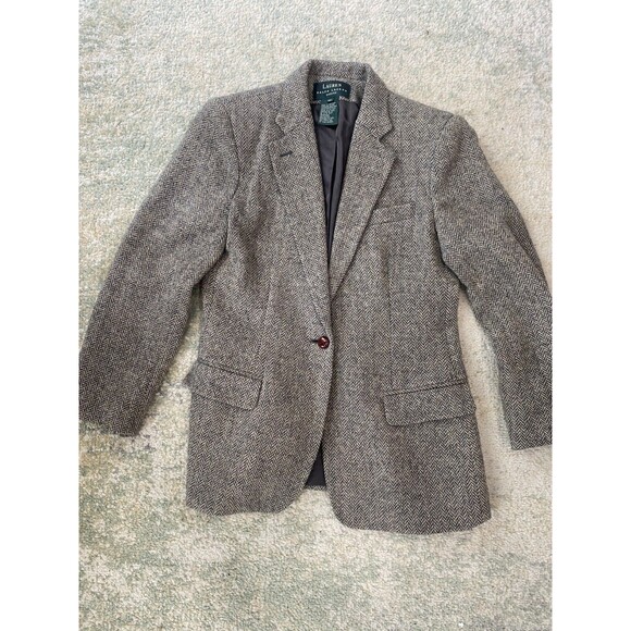 Lauren Ralph Lauren Women's Size 6 Petite Herringbone Wool Single-Button Blazer - Picture 1 of 8